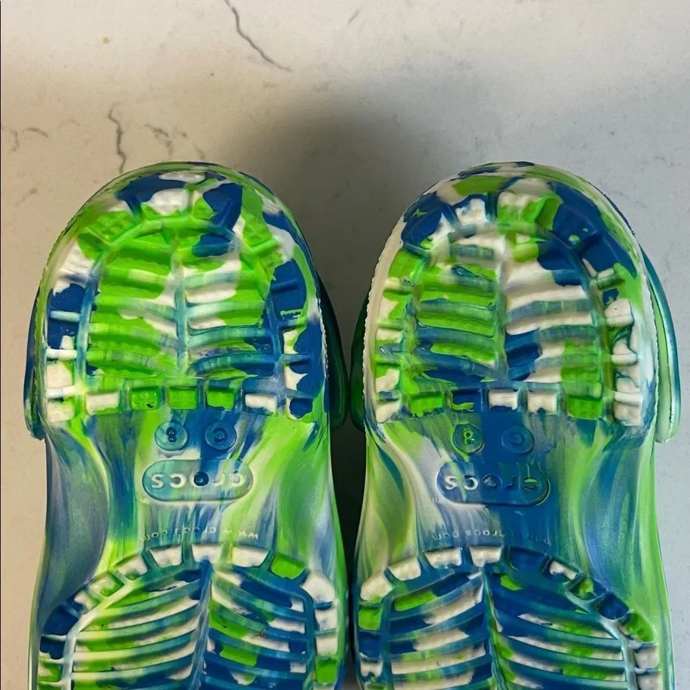 Crocs Kids Classic Glow-in-the-Dark Marbled Clogs 